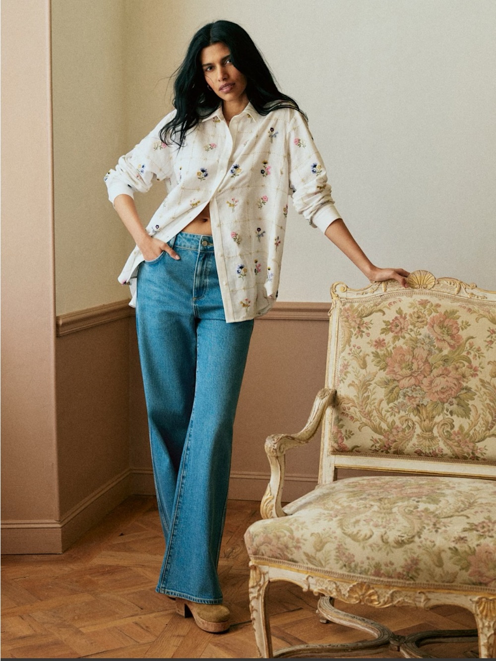 NWT Sézane Herbarium Embroidery Maxy Floral Button-Up Shirt - Picture 2 of 5